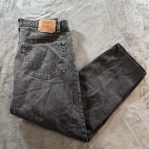 Vintage Levis 550 Mens 36x29 Black Denim Relax Tapered Jeans Red Tab Made In USA
